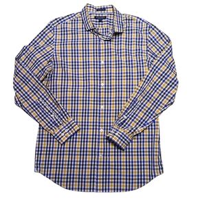 Banana Republic Grant Fit Blue and Yellow Button Down Shirt Size L